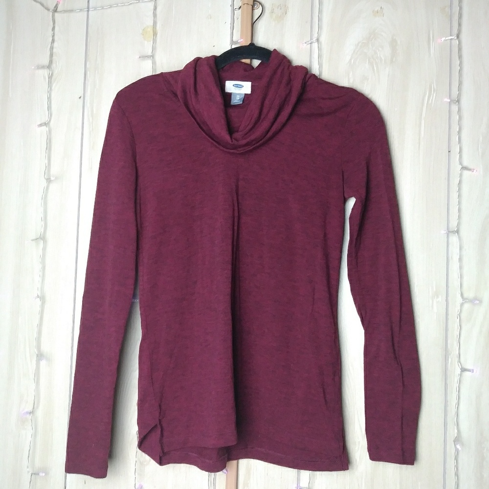 🤎Long Sleeve Loose Turtleneck Burgundy Top
